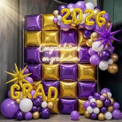 Purple and Gold Graduation Decorations 2026, Purple Gold Graduation Balloon A…