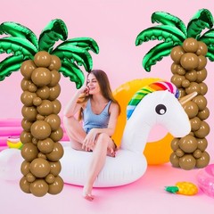 124 PCS Palm Tree Leaves Coconut Balloons Set 14 PCS Green Foil Coconut Tree …