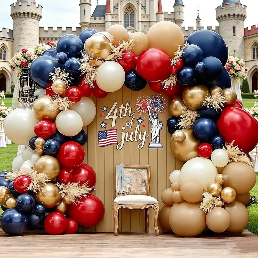 Red Blue Balloon Garland, Double Navy Blue Red White Sand Pearl Balloon Arch …