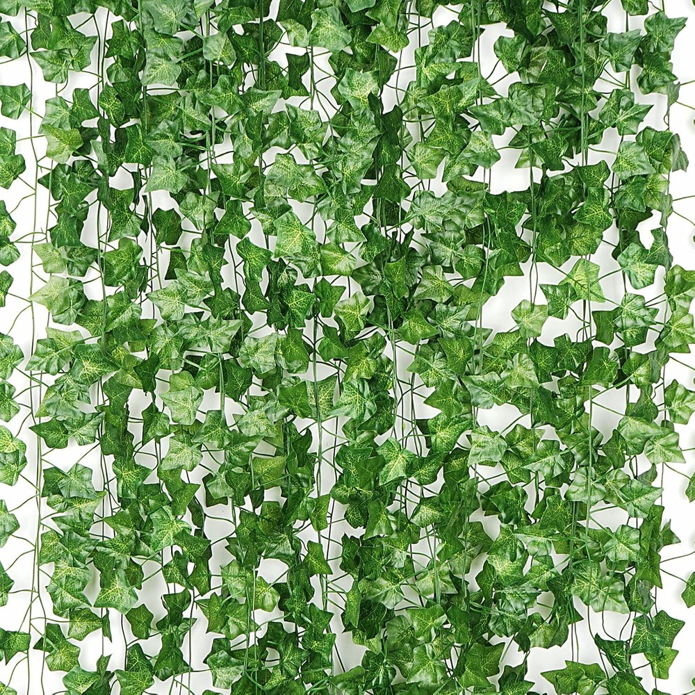 12 Pack 86 FT Artificial Ivy Garland, Fake Leaf Plants Vine Green