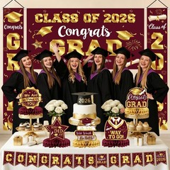 2026 Graduation Decorations – Maroon and Gold Graduation Decorations Set Cong…