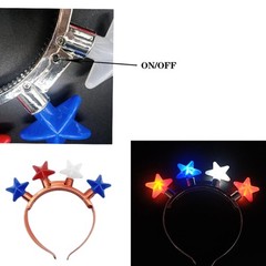Light Up Red Blue White Star Headband for Women Men Fourth of July Celebration