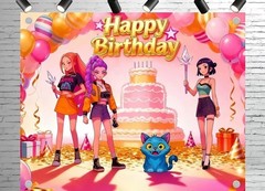 Kpop Birthday Backdrop