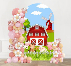 Farm Blue Sky White Clouds Arch Backdrop Cover Birthday Photo Background Party