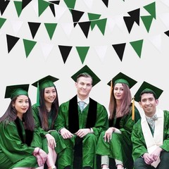 32Ft Green White Black Party Decorations Green Black Fabric Triangle Banner F…