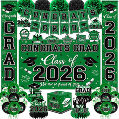 Graduation Decorations 2026 Light Blue Party Decor Set with Congrats Grad Banner