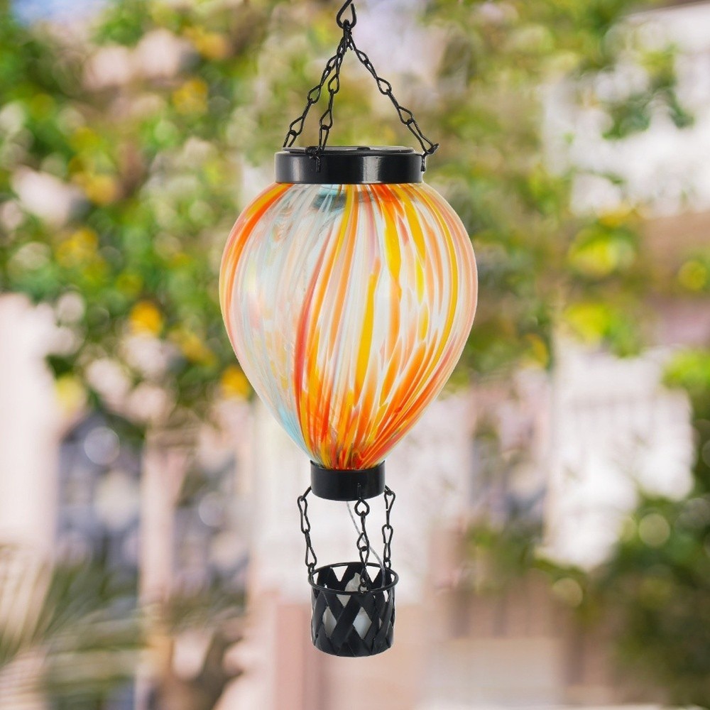Solar Powered Hot Air for balloon Lantern with Glass and Metal Construction