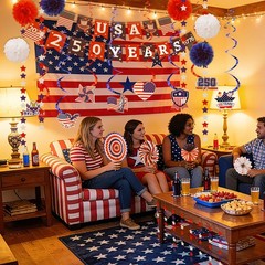 Aneco 250th Anniversary Decorations Set 4th of July Patriotic Decor USA Flag …