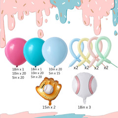 Baseball-Themed Birthday Party Decoration Kit with Ice Cream Balloons, 133PCS