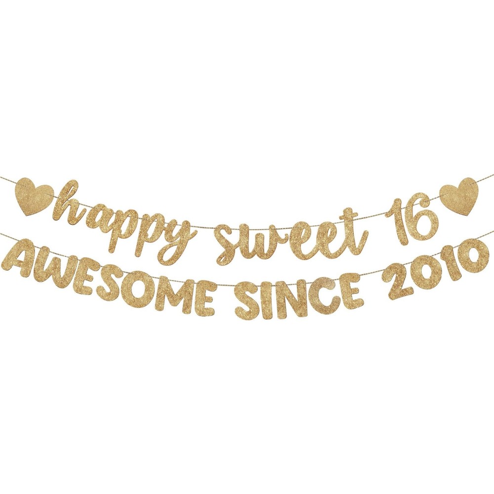 Pre Strung Happy Sweet 16 Awesome since 2010 Banner Glitter Sweet 16Th Birthday