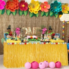 1Pc Luau Grass Table Skirt, Hawaiian Party Decorations Hawaiian Table Skirt 30»