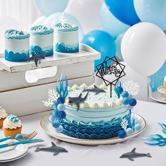 Ocean Cake Decorations Shark Cake Topper Shark Dolphin Figurines Decoration O…