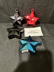 Star Shaped Balloon Weights 5.5oz ea lot of 4 – 2 Black, One Red, One Blue Party