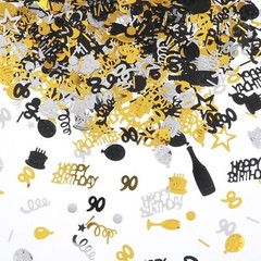 3000PCS Glitter 90th Birthday Confetti Black Gold Silver Table Party Decor