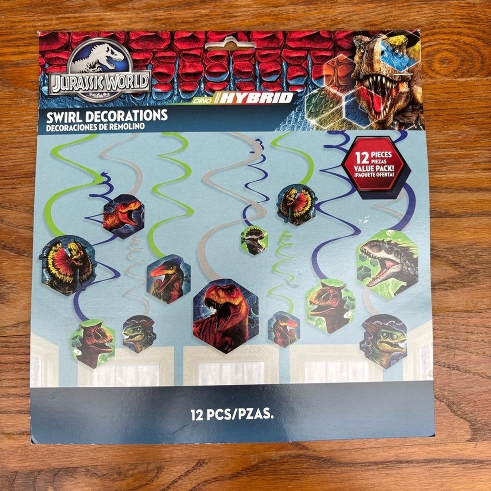 Jurassic World Swirl Decorations Birthday Party Favor Supplies 12pc Dinosaurs