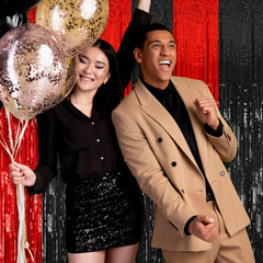 10 Pack Black and Red Party Backdrop Streamers Decorations Foil Fringe Curtains