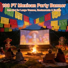 6 Pack Mexican Party Banner Mega Set, 108 FT Long Plastic Papel Picado Fiesta…