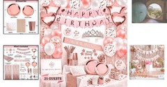 225 PC Rose Gold Party Decorations Kit for Stunning Birthday Celebrations