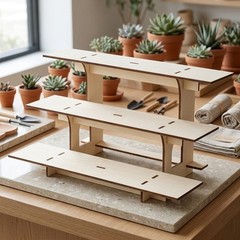 Compact 3 Tier Wooden Display Stand Fits Small Spaces and Mobile Retail Setups
