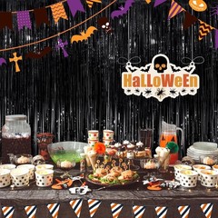 Black Fringe Curtain Party Streamers 2Pack 3.3×8.3 Ft Foil Fringe Backdrop Cu…