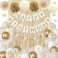 White and Gold Birthday Decorations for Women Girls, Gold White Sand Confetti…