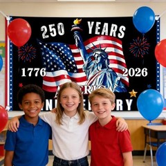 Anniversary Backdrop Decorations, 70 × 43 Inches 4th of July Party 250th