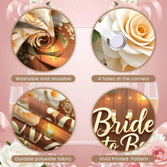 Bride to Be Banner Rustic Wood White Floral Bridal Shower Backdrop Wedding Showe
