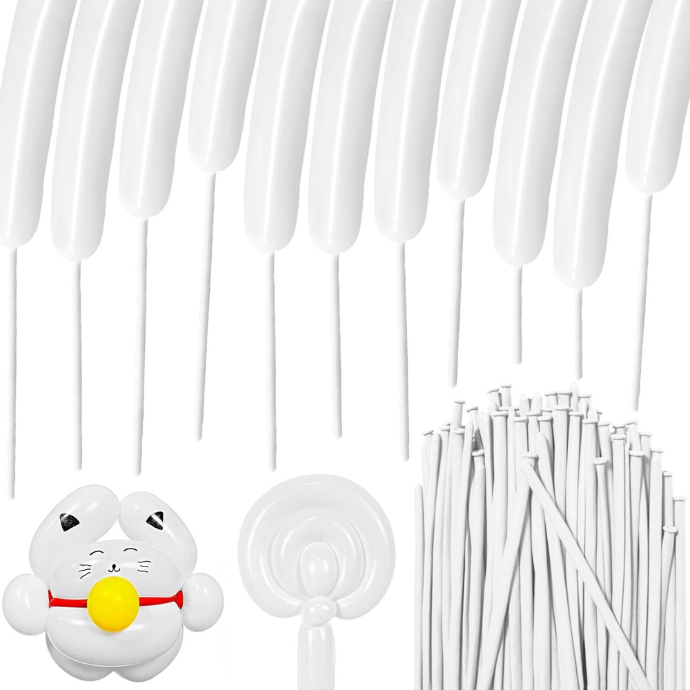 100Pcs White 260 Balloons, Skinny Long Balloon for Tying Balloon Arch Twistin…