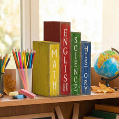 4 Pcs Back to School Table Decoration Wooden Subject Decoration Welcome Back to