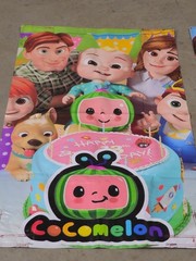 Cocomelon 51″ X 29″ Happy Birthday Backdrop Banner Poster Hook Loop Back