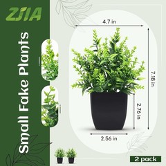 2 Pack Small Fake Plants Black Bathroom Accessories for Home Bedroom