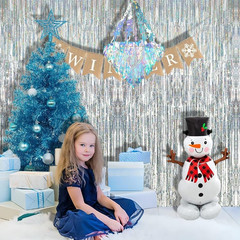 Silver Streamers Party Backdrop – 2Pcs 3.2×8.2ft Tinsel Foil Fringe Curtain for