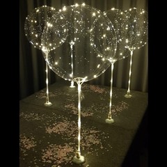 warm white 6pc LED Light up Balloon with sticks, stands and batteries, Table …