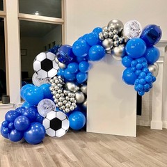 DRWATE Soccer Balloon Arch Kit for Boys, Blue Silver White Balloons, Birthday…