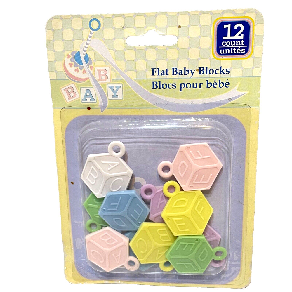 Vintage Flat Baby Blocks 12 Shower Party Decorations Games New Old Stock Sealed