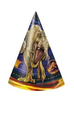 JURASSIC WORLD Blue Assorted Colors Birthday Party Hats, 8 Count NEW