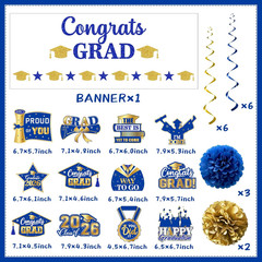 Graduation Decorations 2026, Glitter Congrats Grad Banner Hanging Swirls and Tis