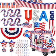 Patriotic Golf Cart Decoration Kit for Independence Day Celebrations