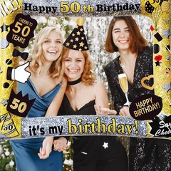 50th Birthday Inflatable Photo Booth Set Giant Selfie Frame Props Polyvinyl