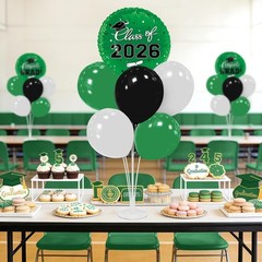 Graduation Decoration 2026 Balloon Stand Kit 4 Set Green Black Table Centerpiece