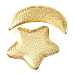 2 Pcs Hammered Star and Moon Fruit Plate Iron Eid Mubarak Food Board