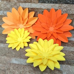 9 Pack Orange Flower 9 in 6 in Fall Autumn Thanksgiving, Party Wall Backdrop