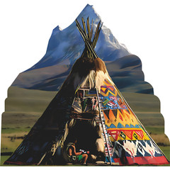 H13667 Rocky Mountain Colorado Teepee Cardboard Cutout Standee Standup