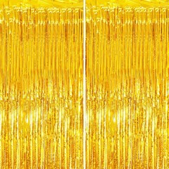 2 Pack Retro Green Foil Fringe Backdrop Curtains Tinsel Streamers Party