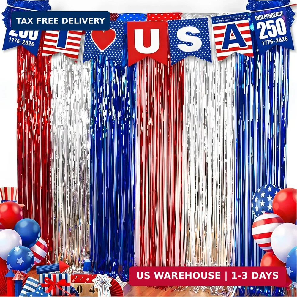 OHOME 4th of July Decorations – American Flag Backdrop Streamers | Patriotic Mem