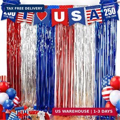 OHOME 4th of July Decorations – American Flag Backdrop Streamers | Patriotic Mem