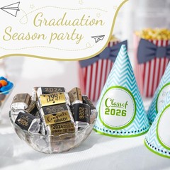 Graduation Candy Bar Wrappers Labels Stickers Class of 2026 Party Supplies