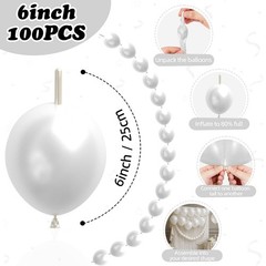 Pearl White Linking Balloons,100pcs 6 Inch Quick Link Long Balloons for Tying…