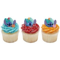 Lilo & Stitch Cupcake Rings 24 Pack Food Safe Cake Toppers for Parties