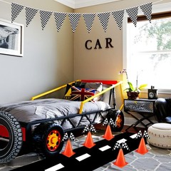 Cindeer 30 Pcs Racing Car Party Decorations 8 Ft Running Mat 16 Ft Long Pennant